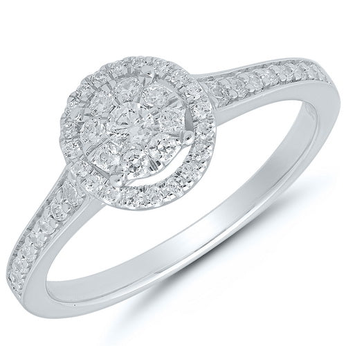 9ct White Gold Round Cluster .33ct Diamond Ring