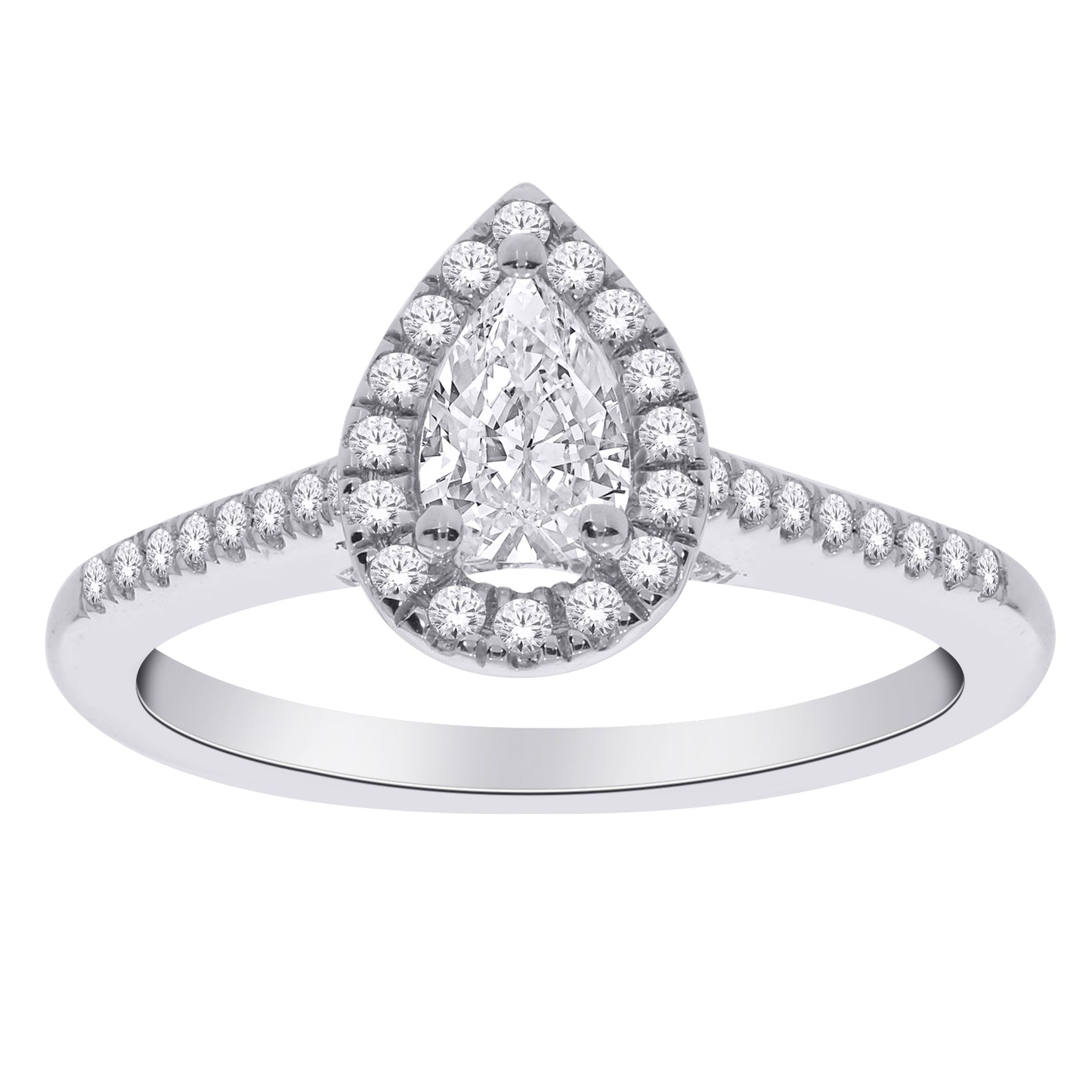 9ct White Gold Pear Cluster .75ct Diamond Ring