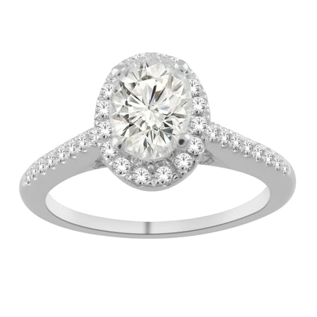 9ct Oval Cluster White Gold .75ct Diamond Ring