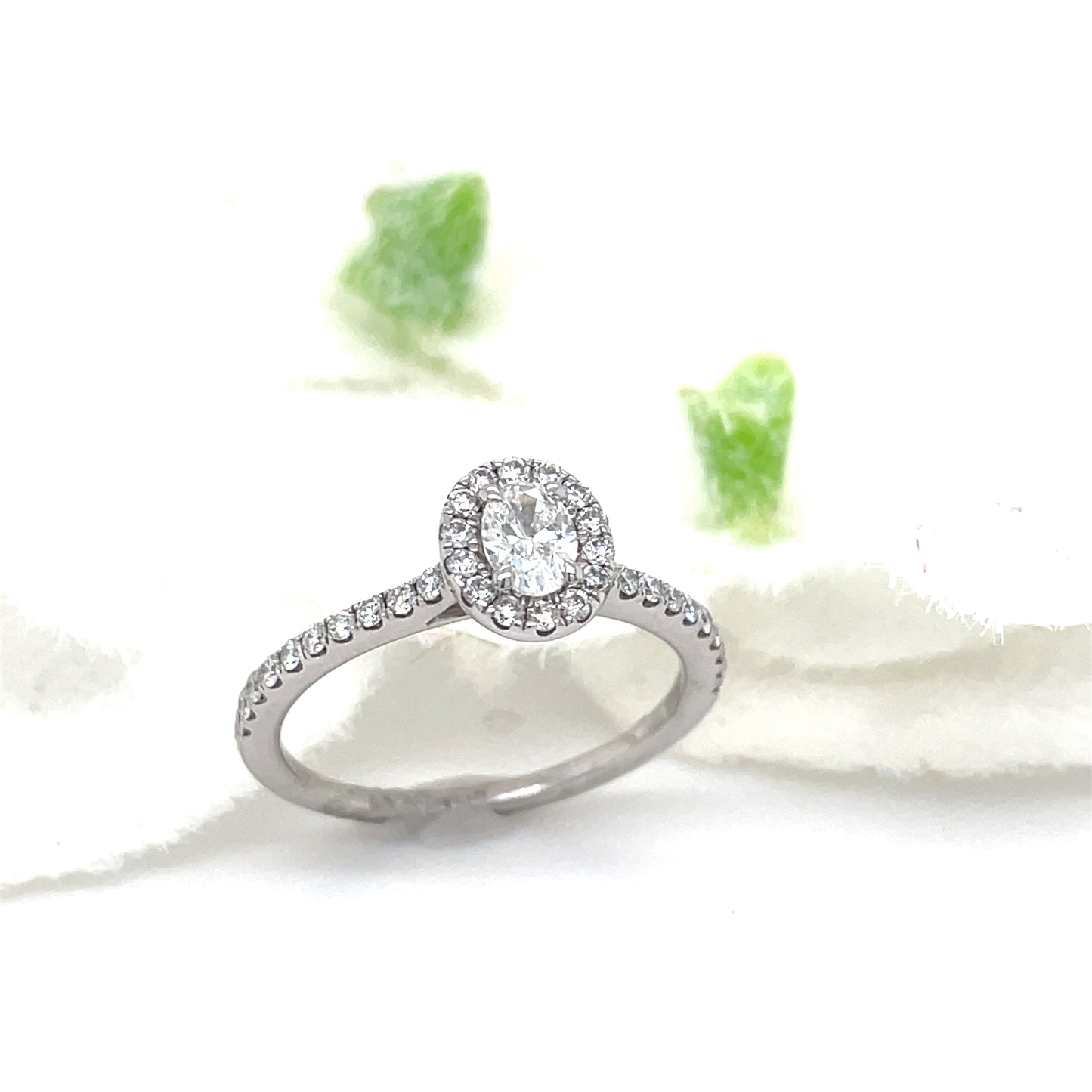 9ct White Gold Oval Cluster  Halo..59ct Diamond Ring
