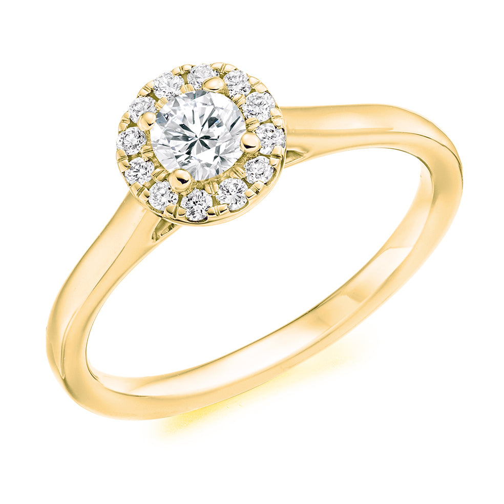 9ct Round Cluster Halo White Head .33ct Diamond Ring