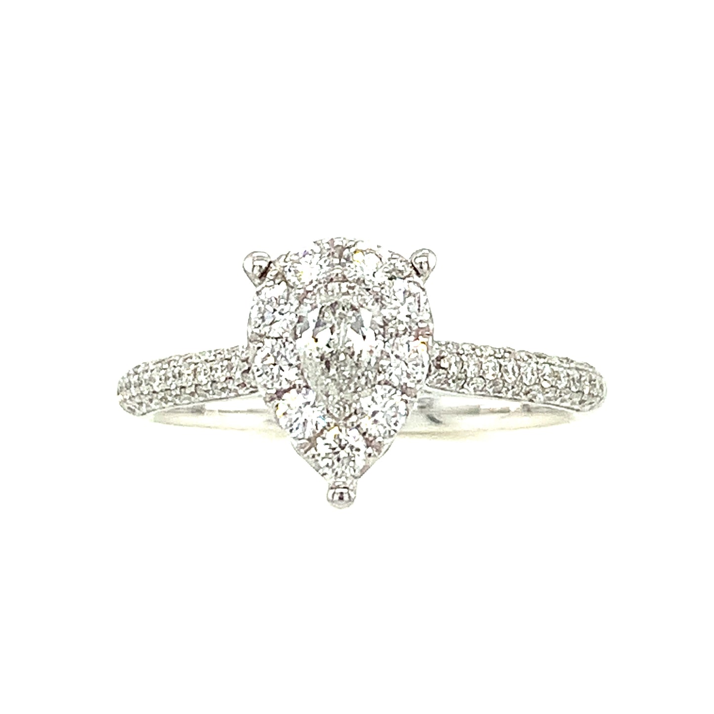 9ct White Gold Pear Cluster Diamond Ring.