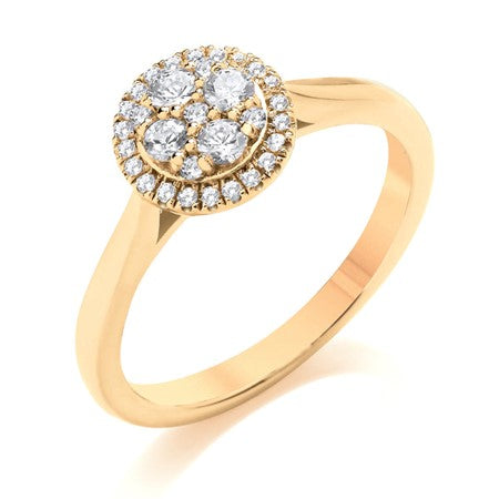 9ct Round Pavé “et Cluster Diamond Ring .35ct