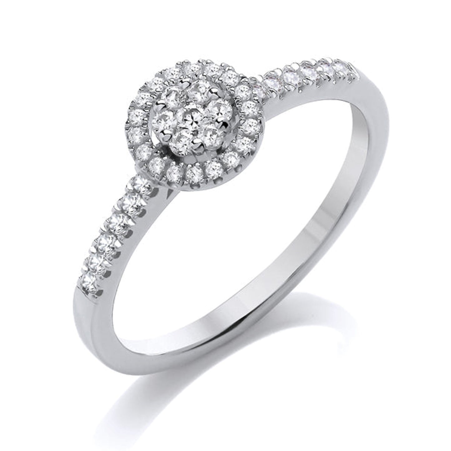 9ct White Gold Open Round Cluster Diamond Ring .25ct
