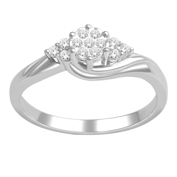 9ct White Gold Boat Cluster .15ct Diamond Ring
