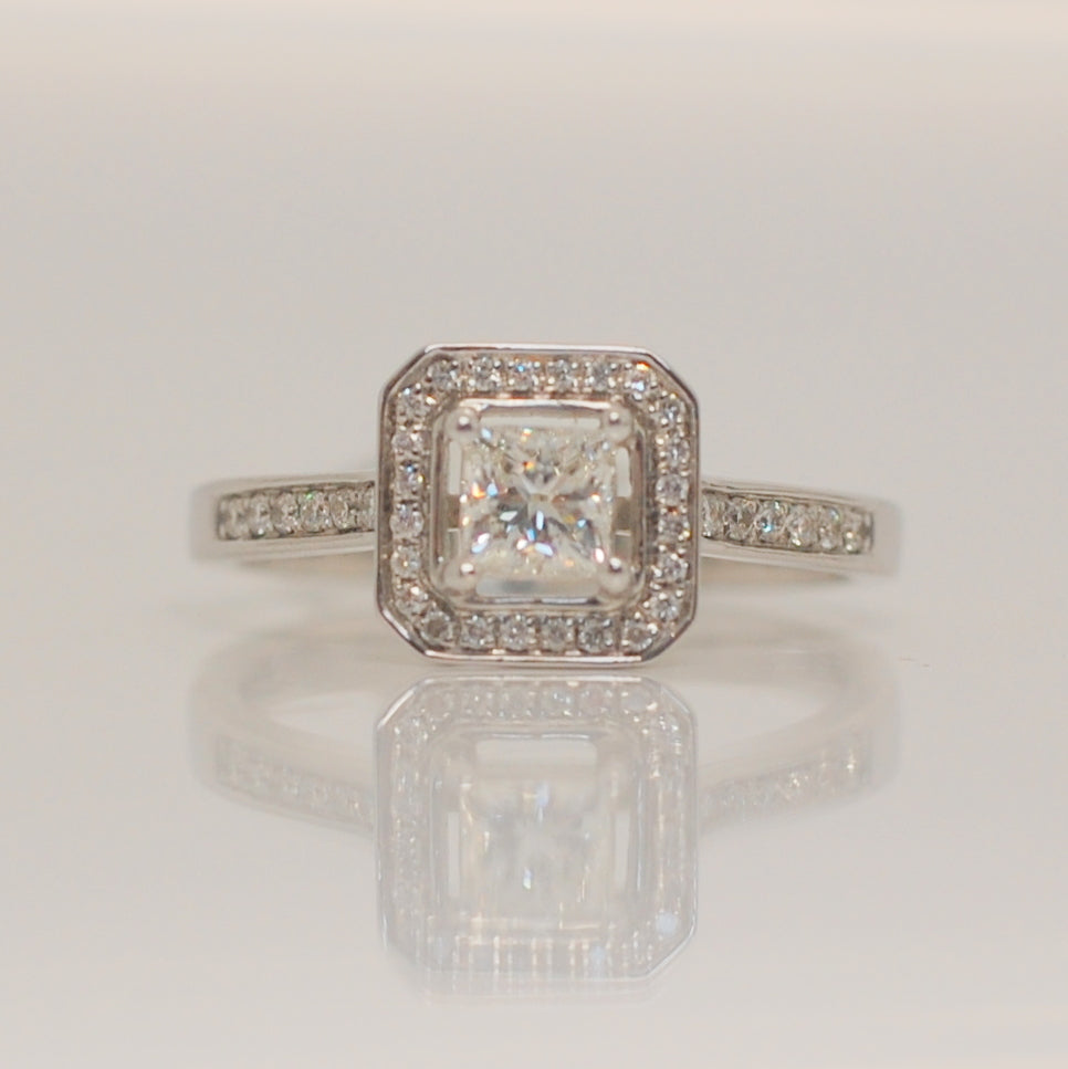 18ct White Gold Square Cluster .53ct Diamond Ring