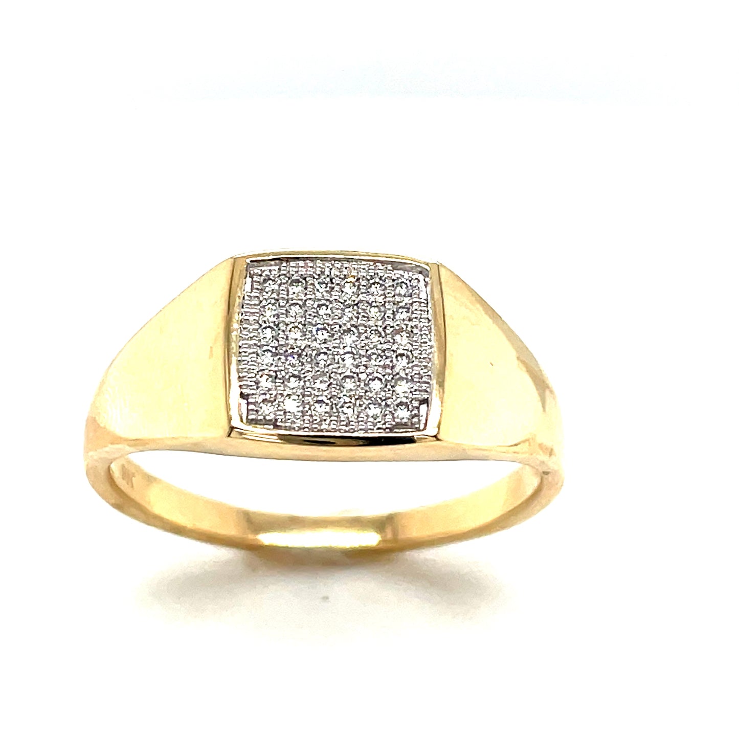 9ct Square Signet Diamond Ring .19ct