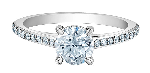 Platinum Solitaire Diamond Ring With Diamond Shoulders 1.20ct
