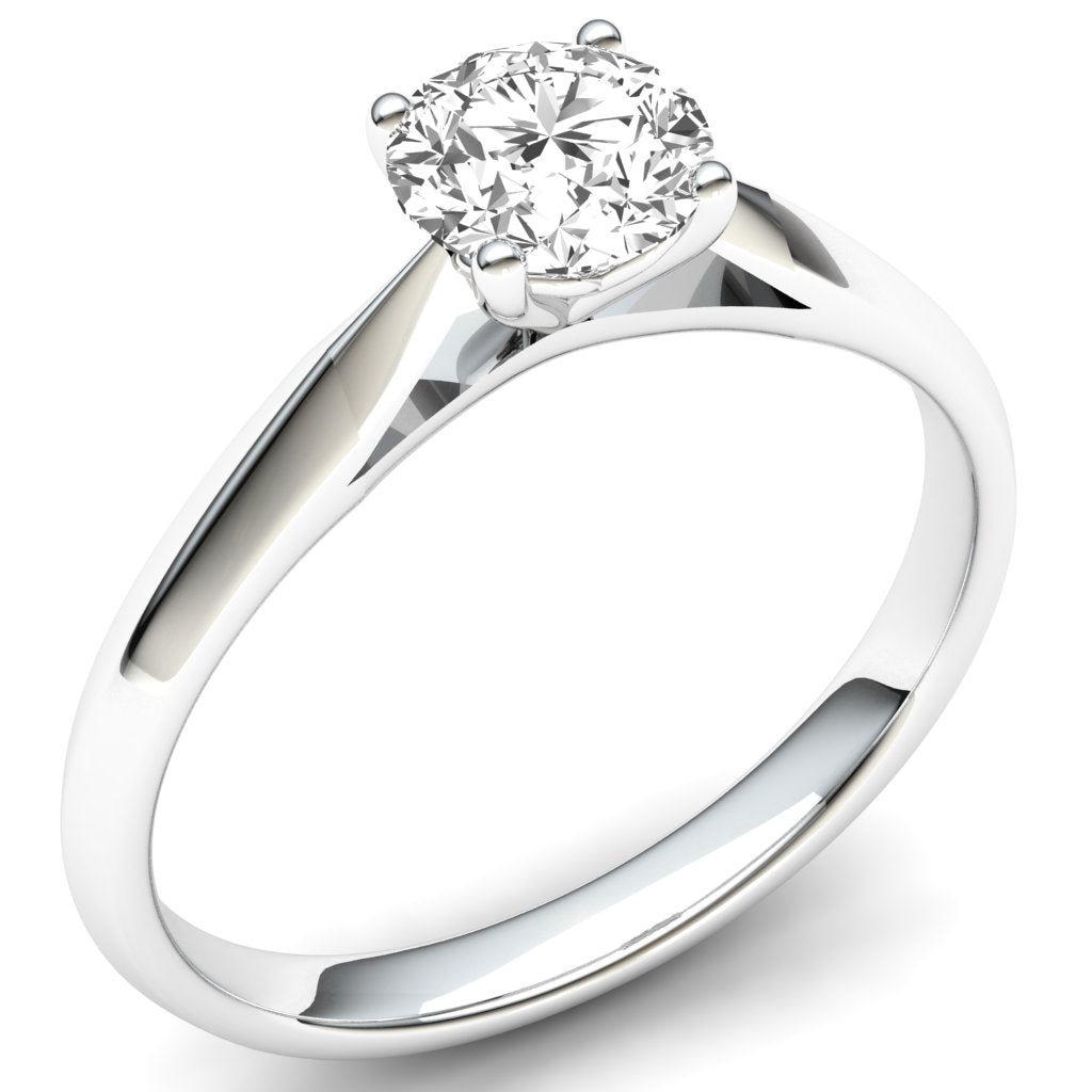 Platinum Round Brilliant Cultured Diamond Ring 1.01 Ct