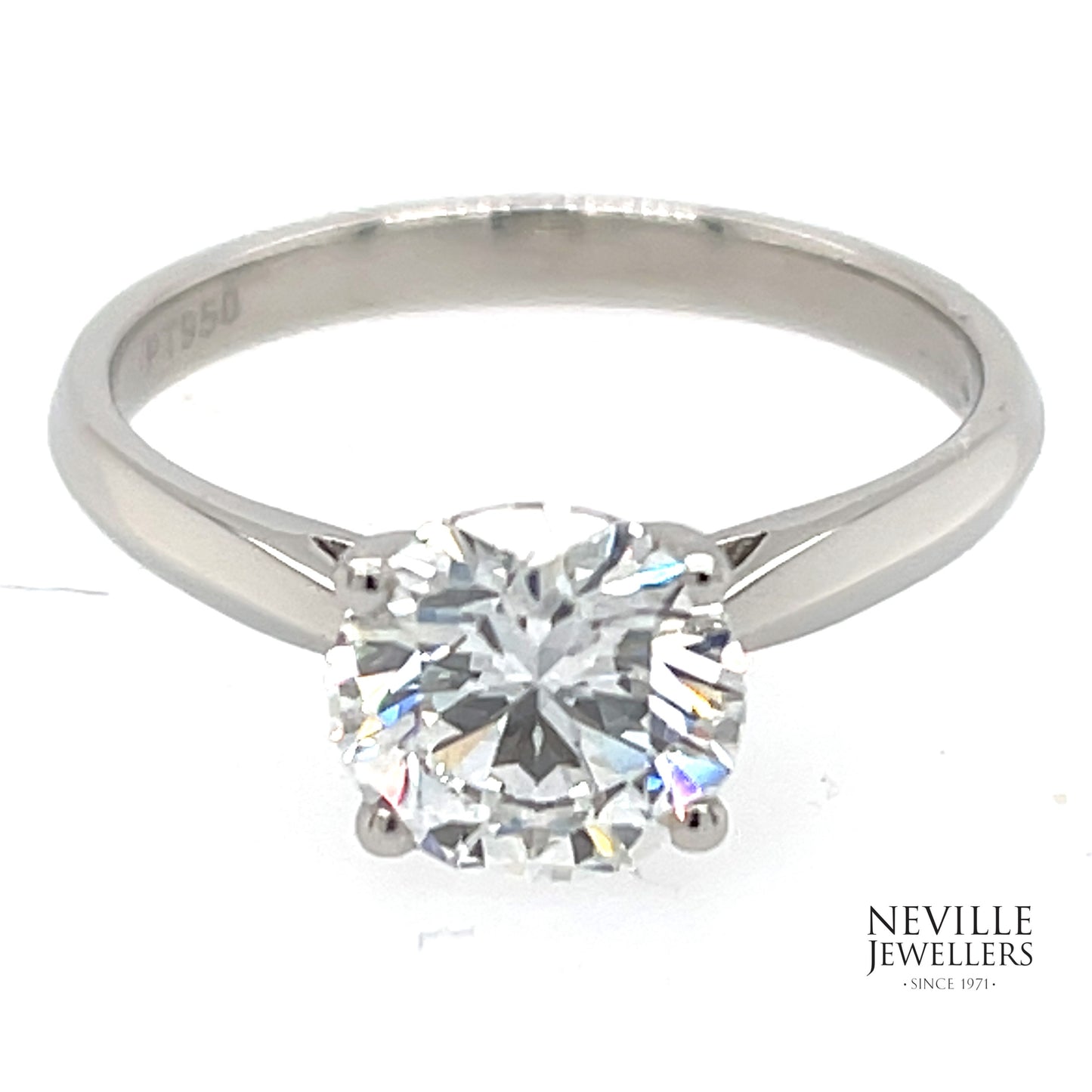 Platinum Solitaire 4 Claw Cultured Diamond Ring 1.5ct