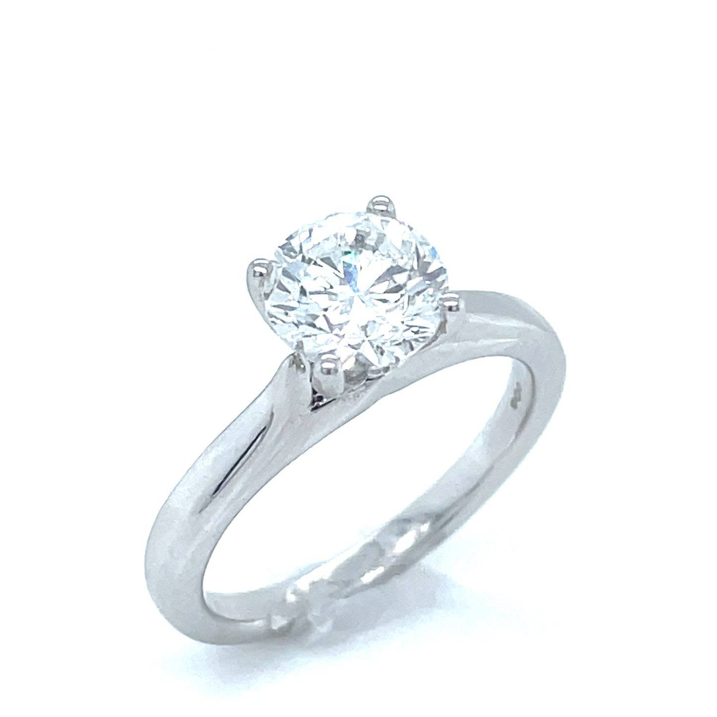 Platinum Solitaire Round Brilliant Cultured Diamond Ring 1.5ct