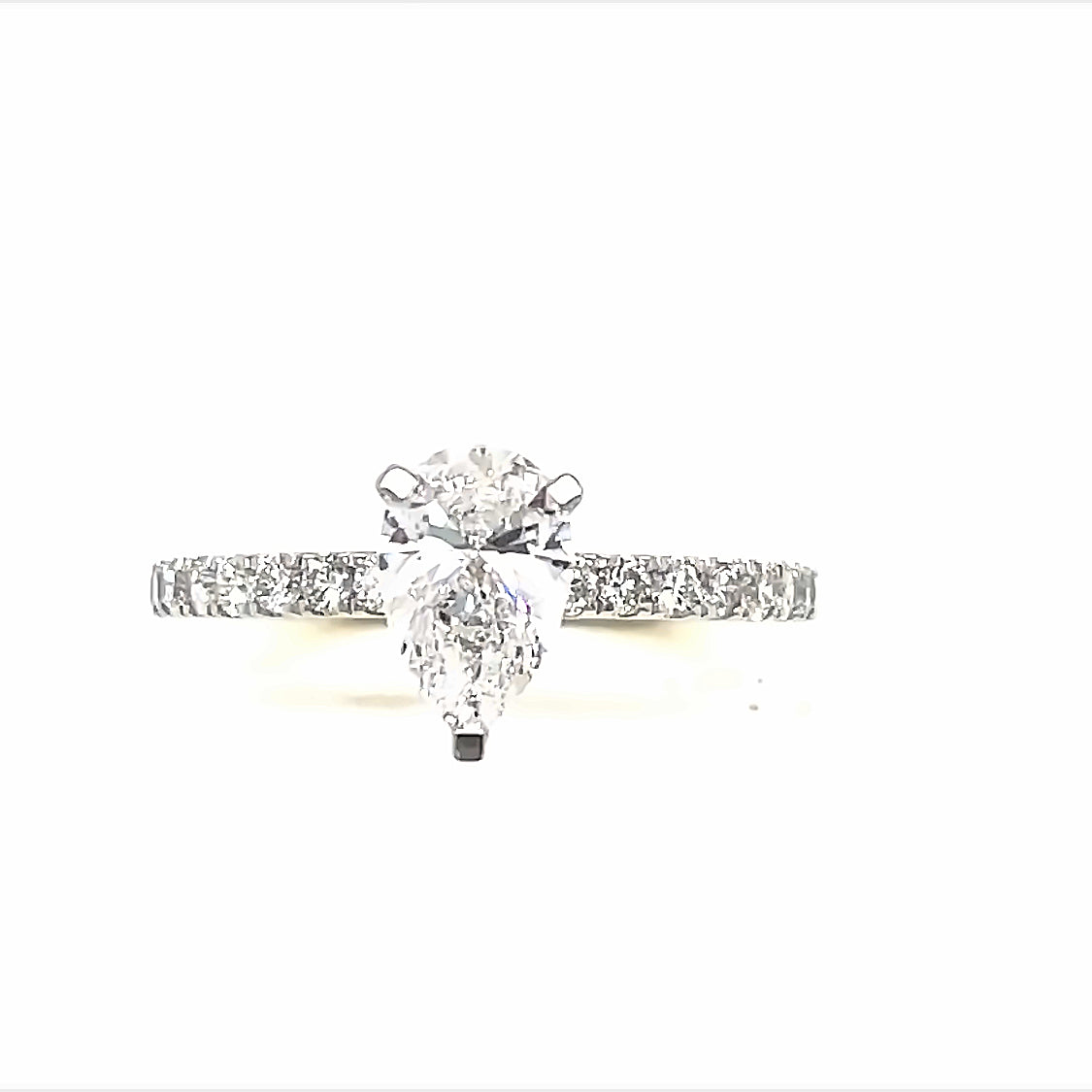 18ct White Gold Pear Solitaire Cultured Diamond Ring 1.00ct