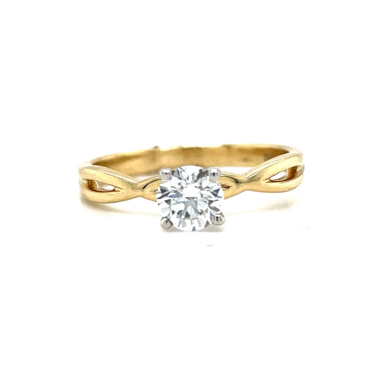 9ct 4 Claw Solitaire Cultured Diamond Ring With Twisted Shoulders