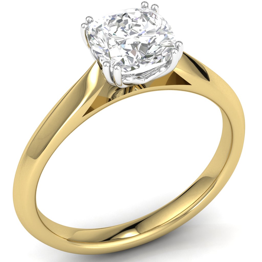 18ct Ascher Cut Solitaire Cultured Diamond Ring 1.57ct