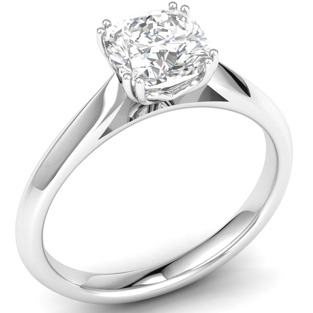 Platinum Ascher Cut Solitaire Lab Grown Diamond Ring 1.54ct