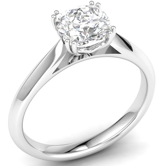 Platinum Ascher Cut Solitaire Lab Grown Diamond Ring 1.54ct
