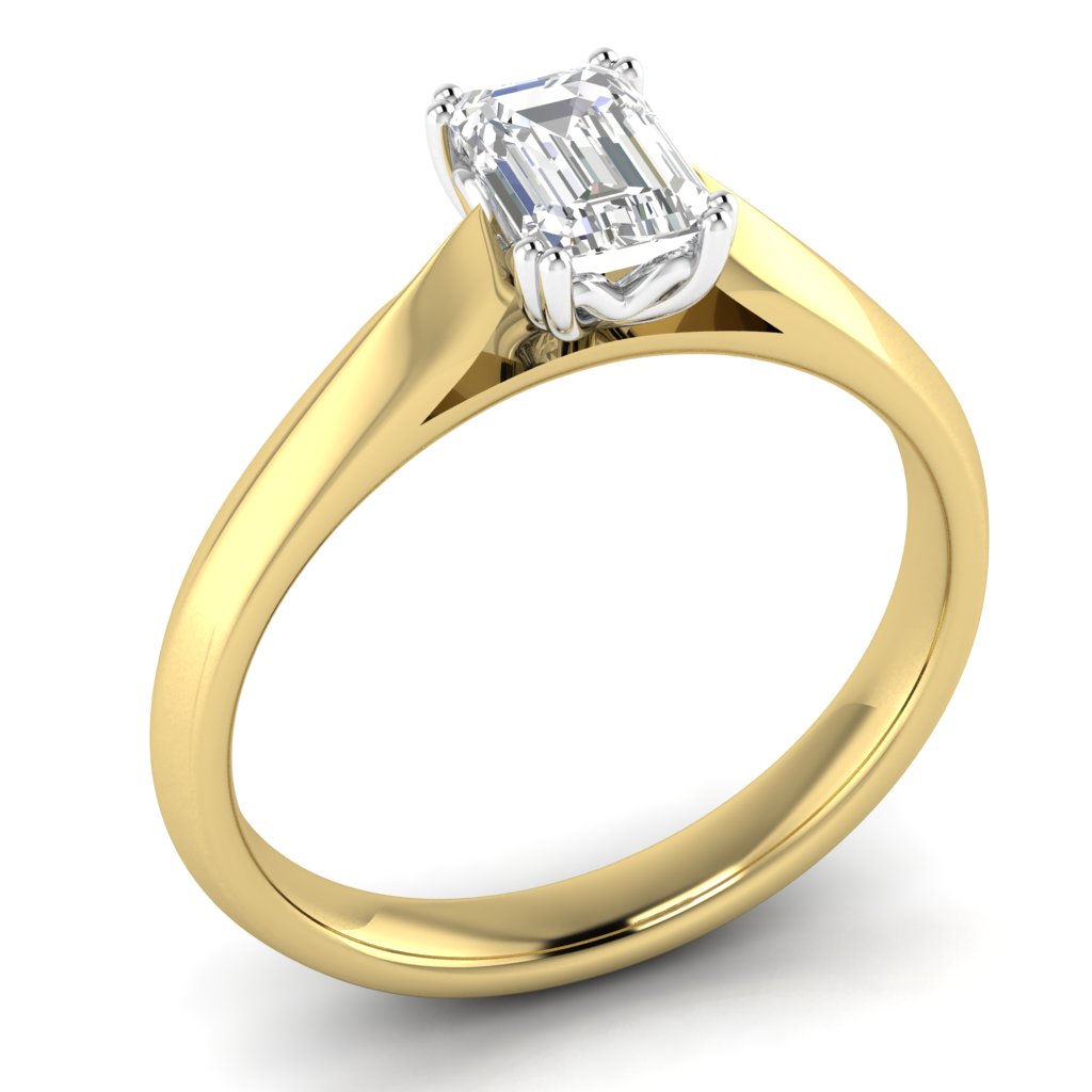 18ct Gold Emerald Cut Lab Grown Diamond Ring 1.52ct