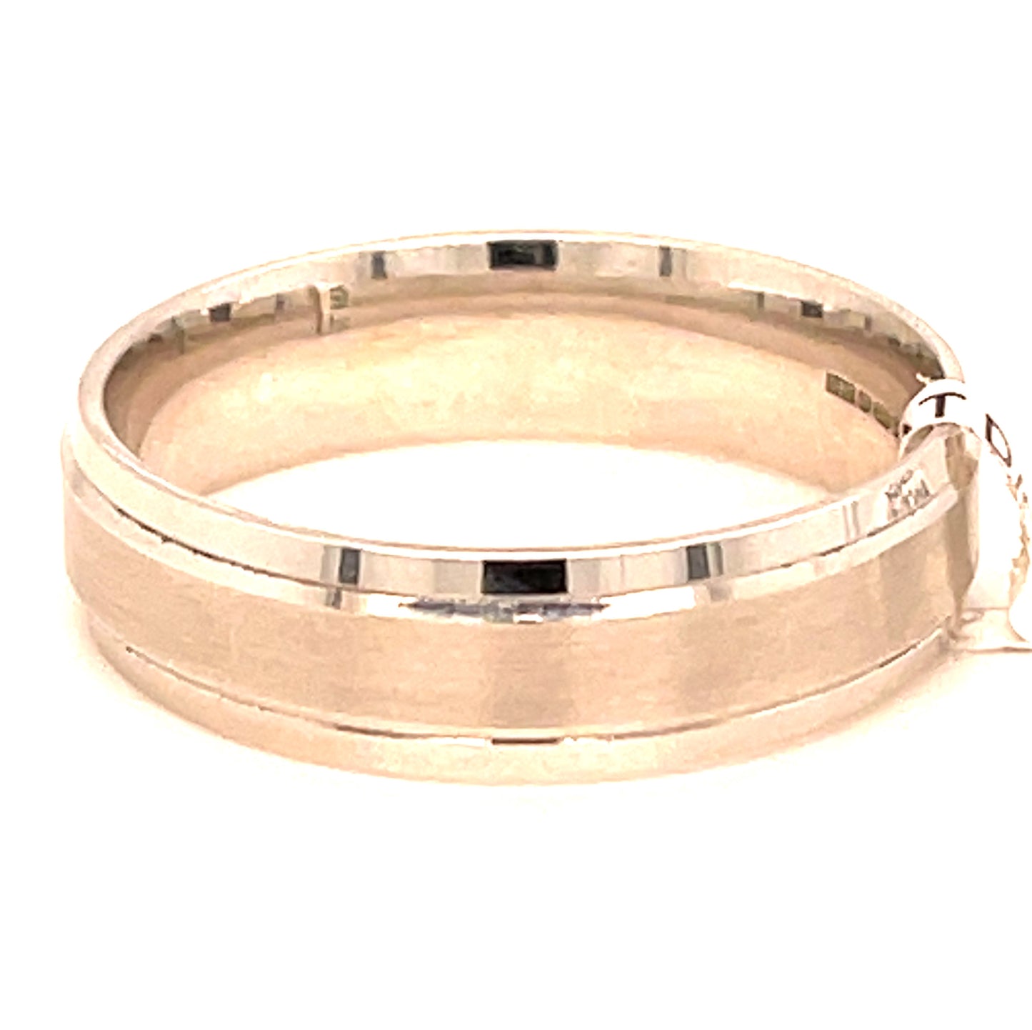 9ct White Gold Matt & Polished 6mm Wedding Band
