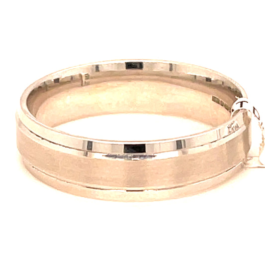 9ct White Gold Matt & Polished 6mm Wedding Band