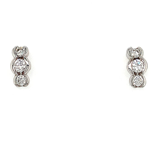 18ct 3 Diamond Drop Earring