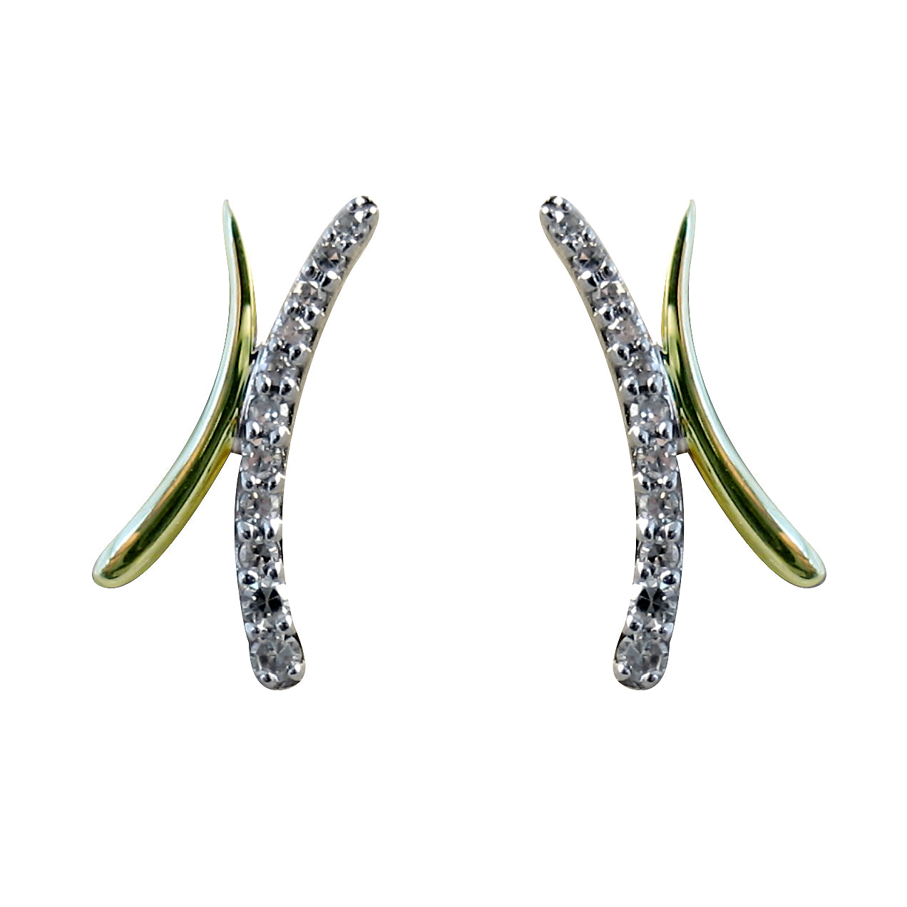 9ct Diamond And Polished X Curve Earring