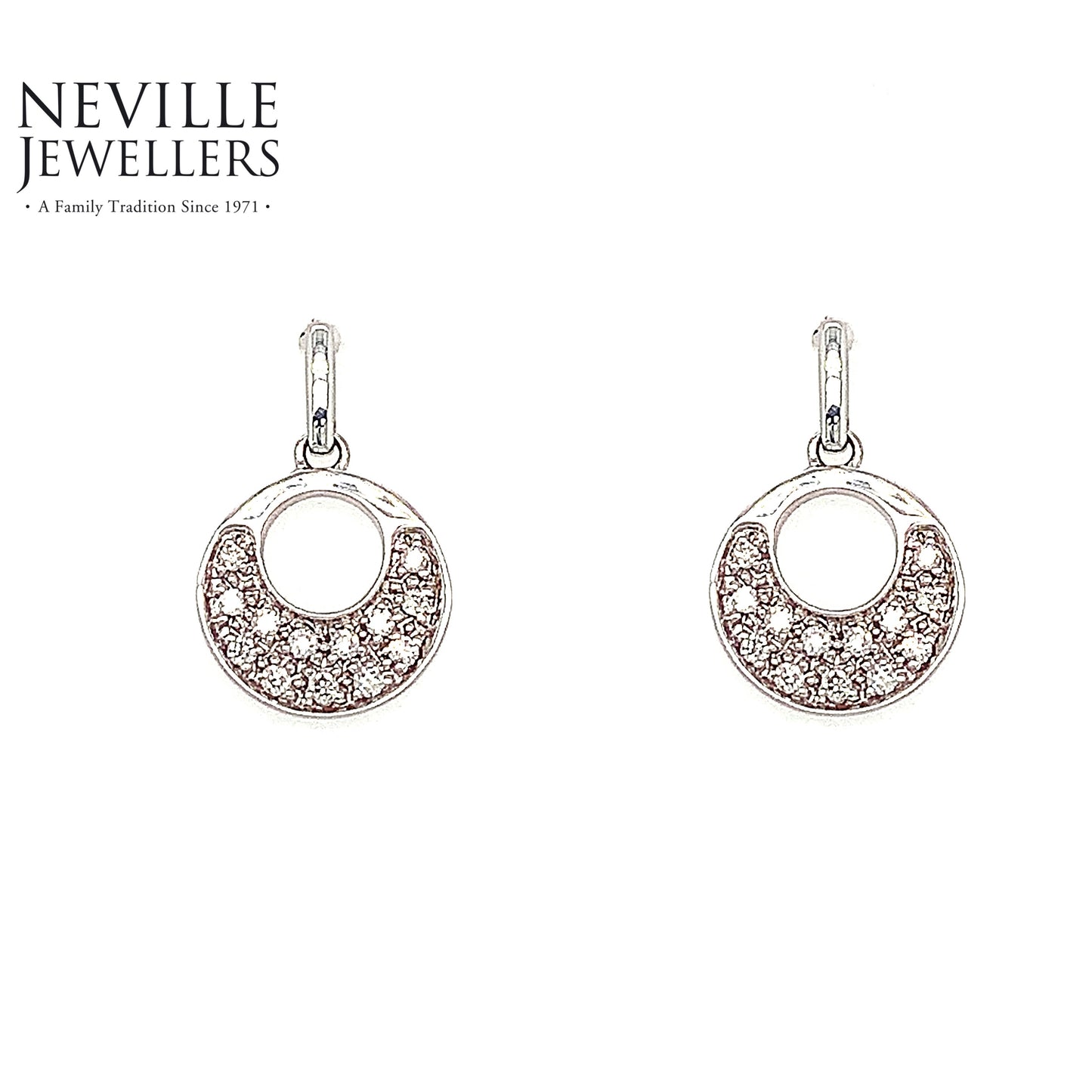 9ct White Gold Diamond Pave Drop Earring