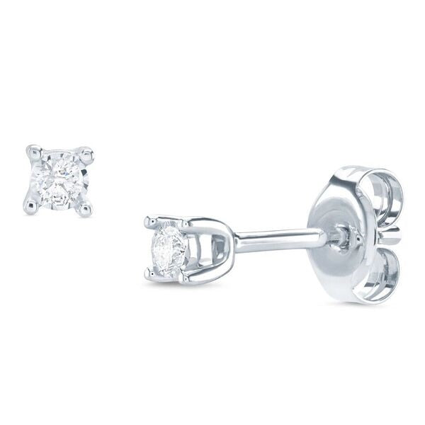 9ct White Gold 4 Claw Diamond Solitaire .16ct Earrings
