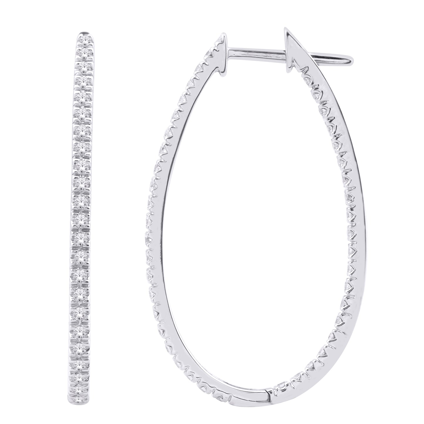 9ct Wjhite Gold Diamond Hoop 1.00ct Earrings