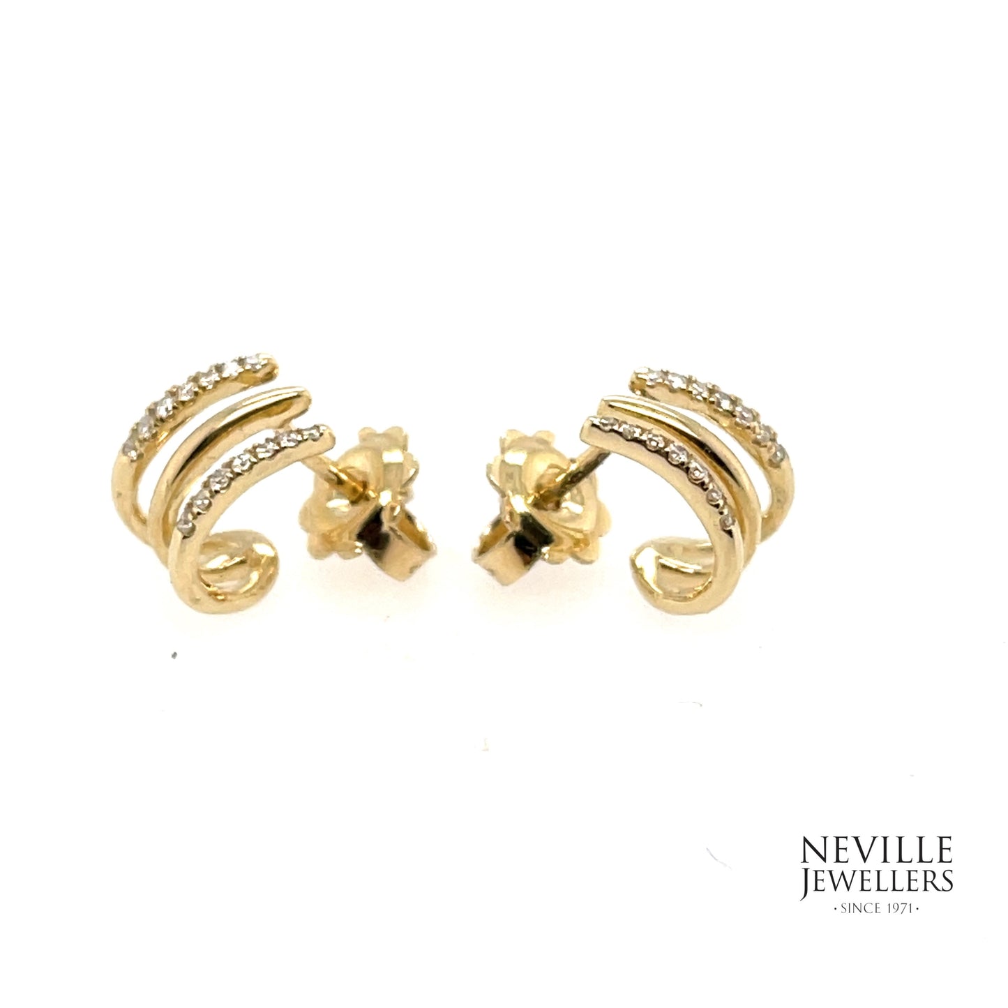 9ct Diamond And Plain Wrap .13ct Stud Earring