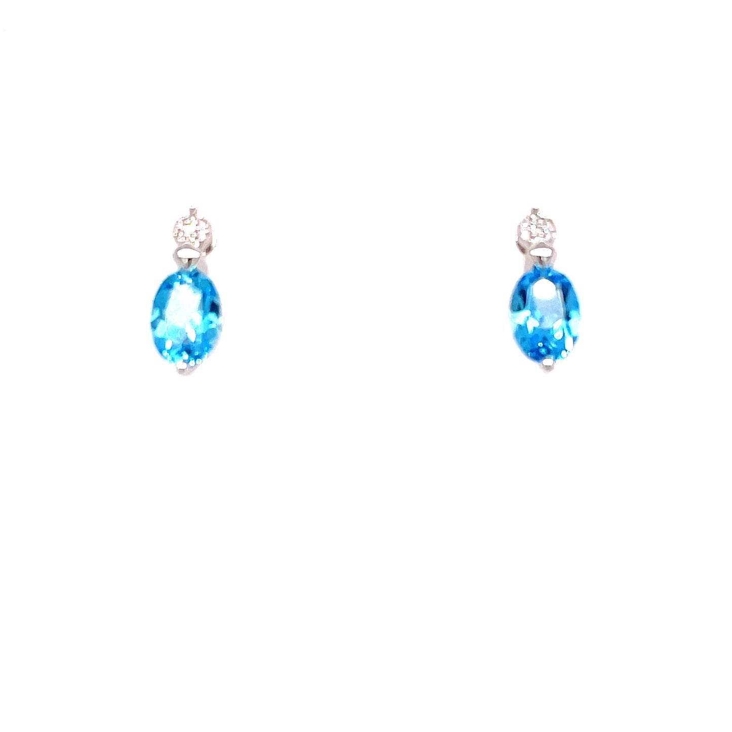 9ct White Gold Oval Blue Topaz/ Diamond Earring .04 Ct