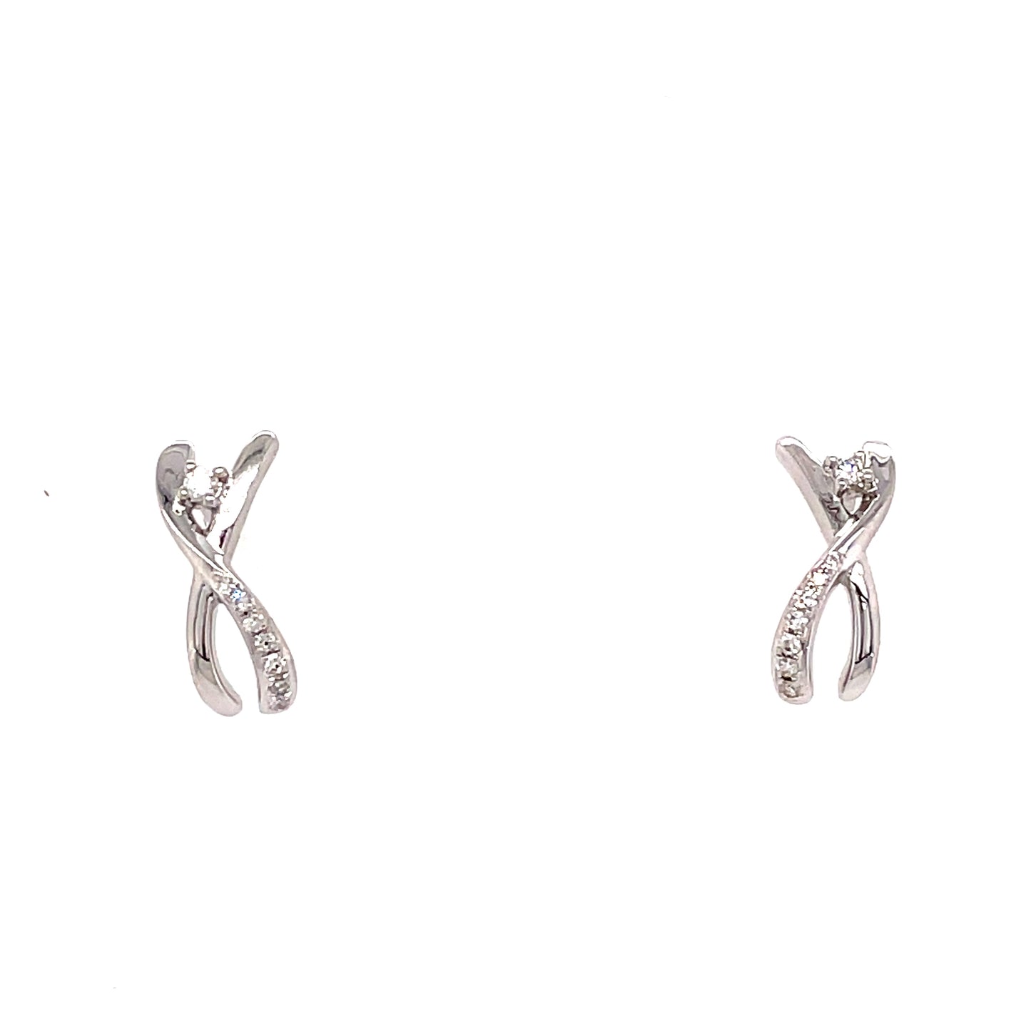 9ct White Gold Crossover Fancy Diamond Earring .06 Ct