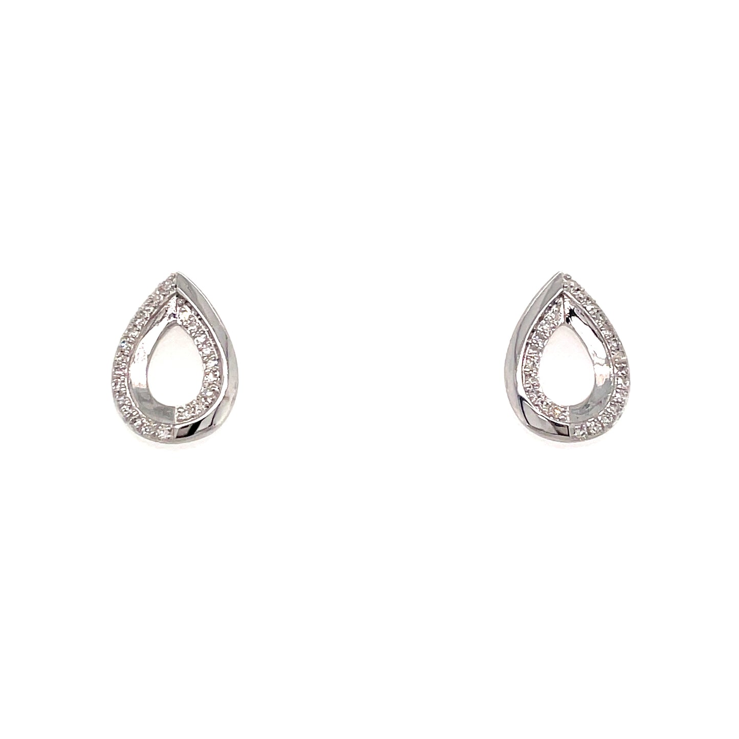 9ct White Gold Open Pear Diamond Earring .10 Ct
