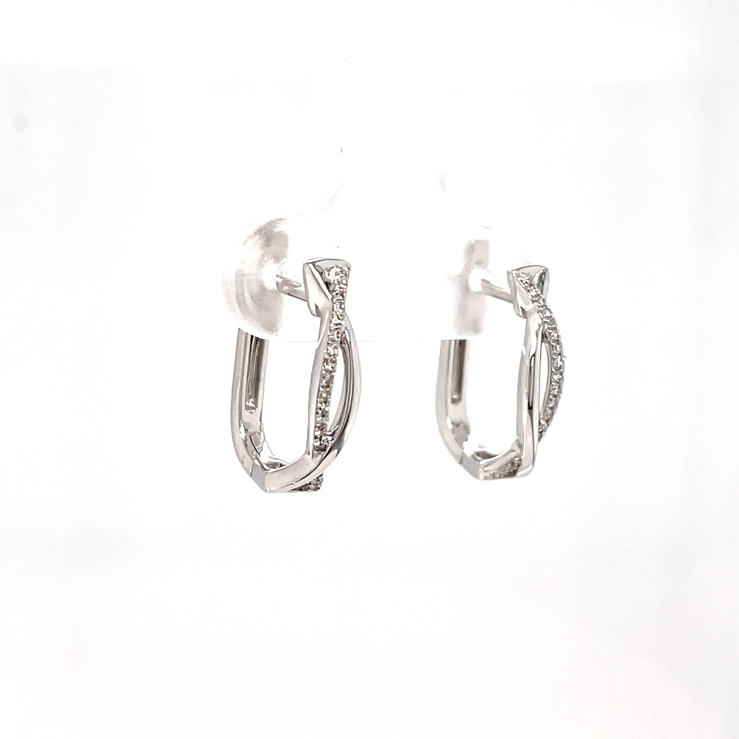 9ct White Gold Open Link Diamond Hoop Earring .07 Ct