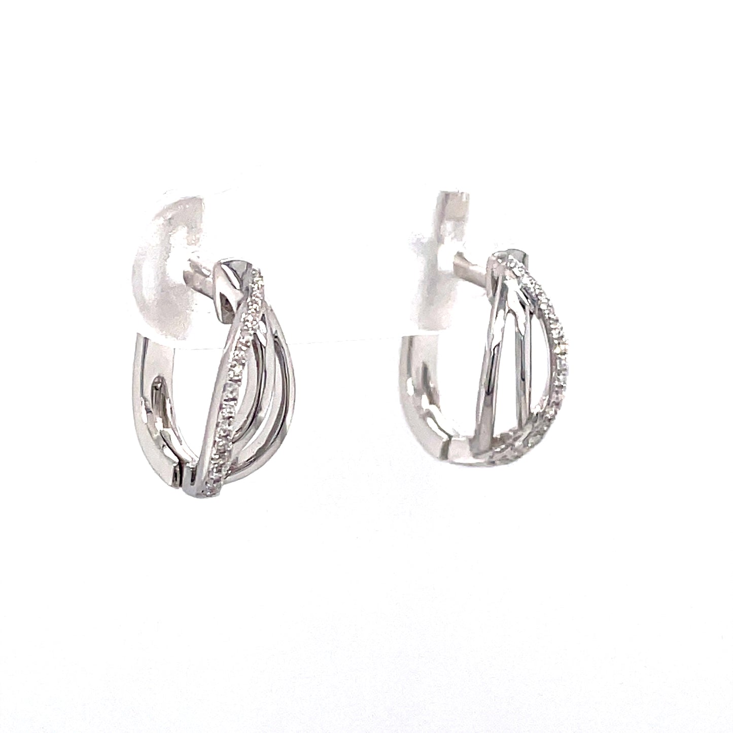 9ct White Gold Loop Diamond Hoop Earring .07 Ct
