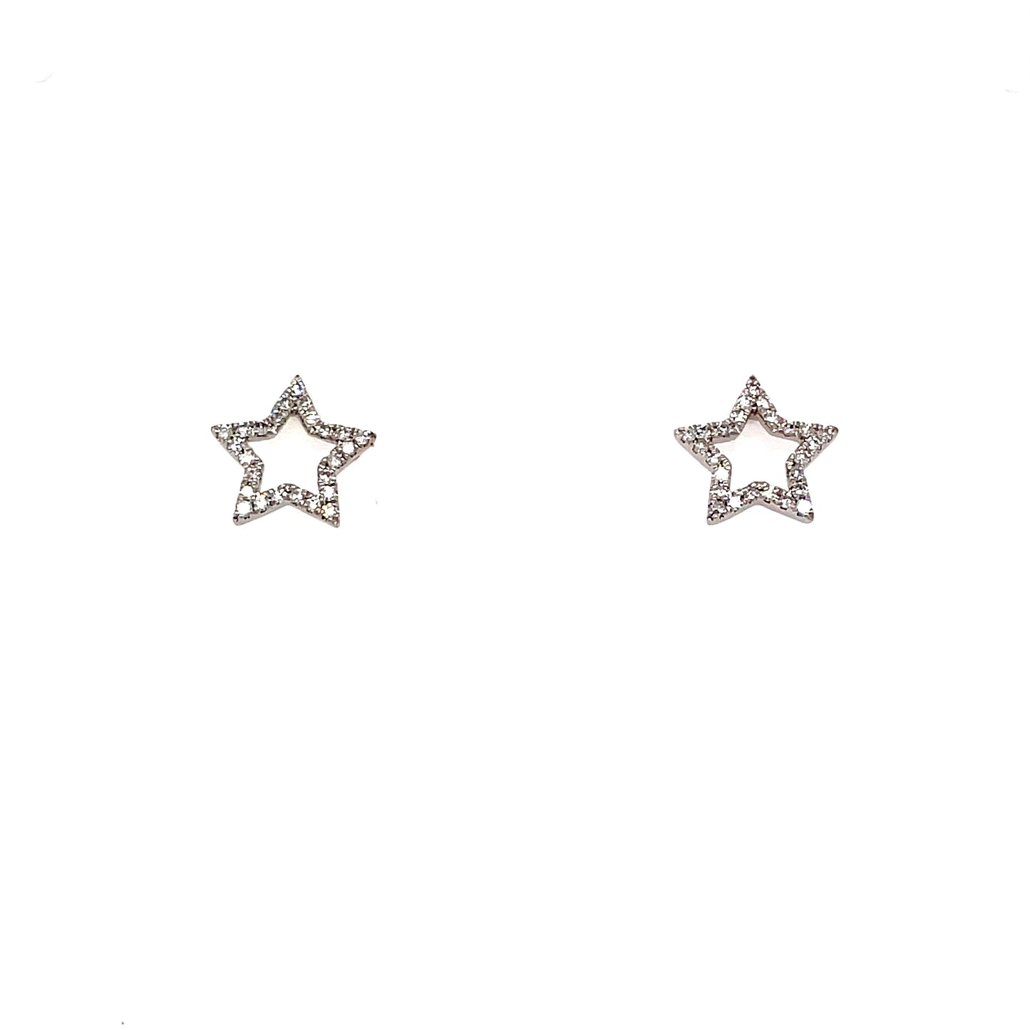 9ct White Gold Open Star Diamond Earring .15 Ct