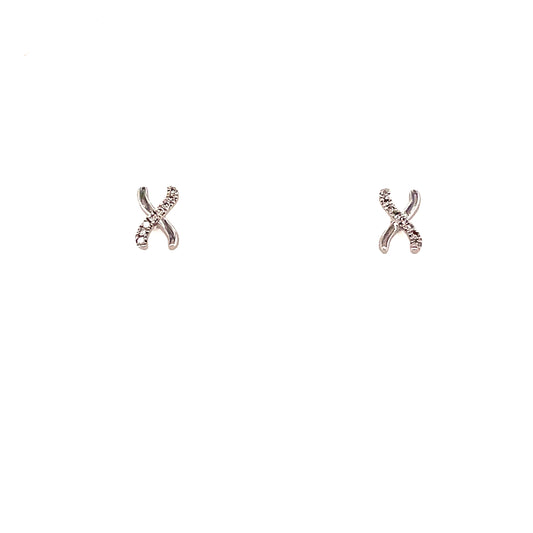 9ct White Gold X Diamond Earring .05 Ct