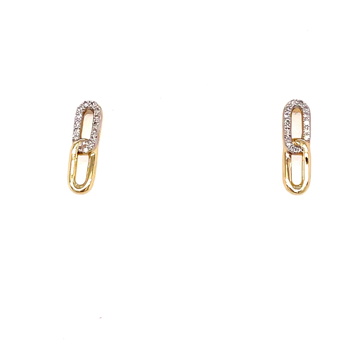 9ct Open Double Oval .06ct Diamond Earring