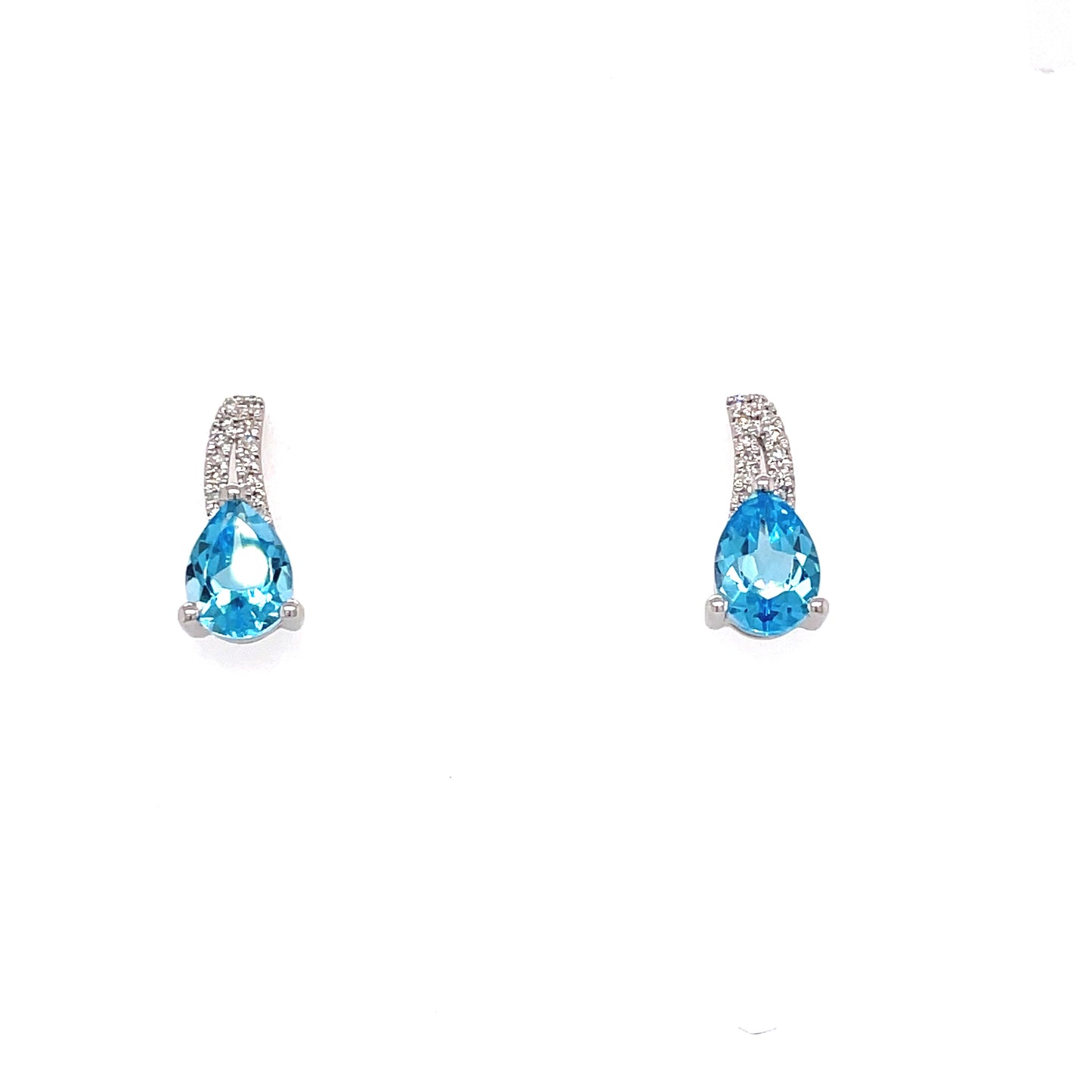 9ct White Gold Pear Loop Blue Topaz/Diamond Earring .06ct
