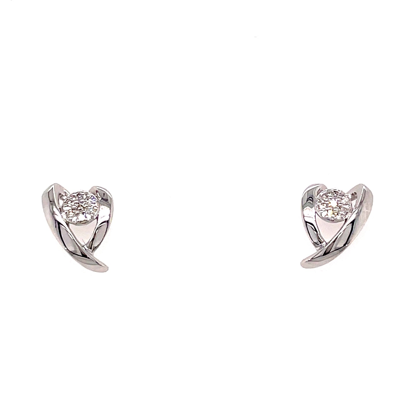 9ct Wh/Gold Open Diamond Heart Stud .05ct