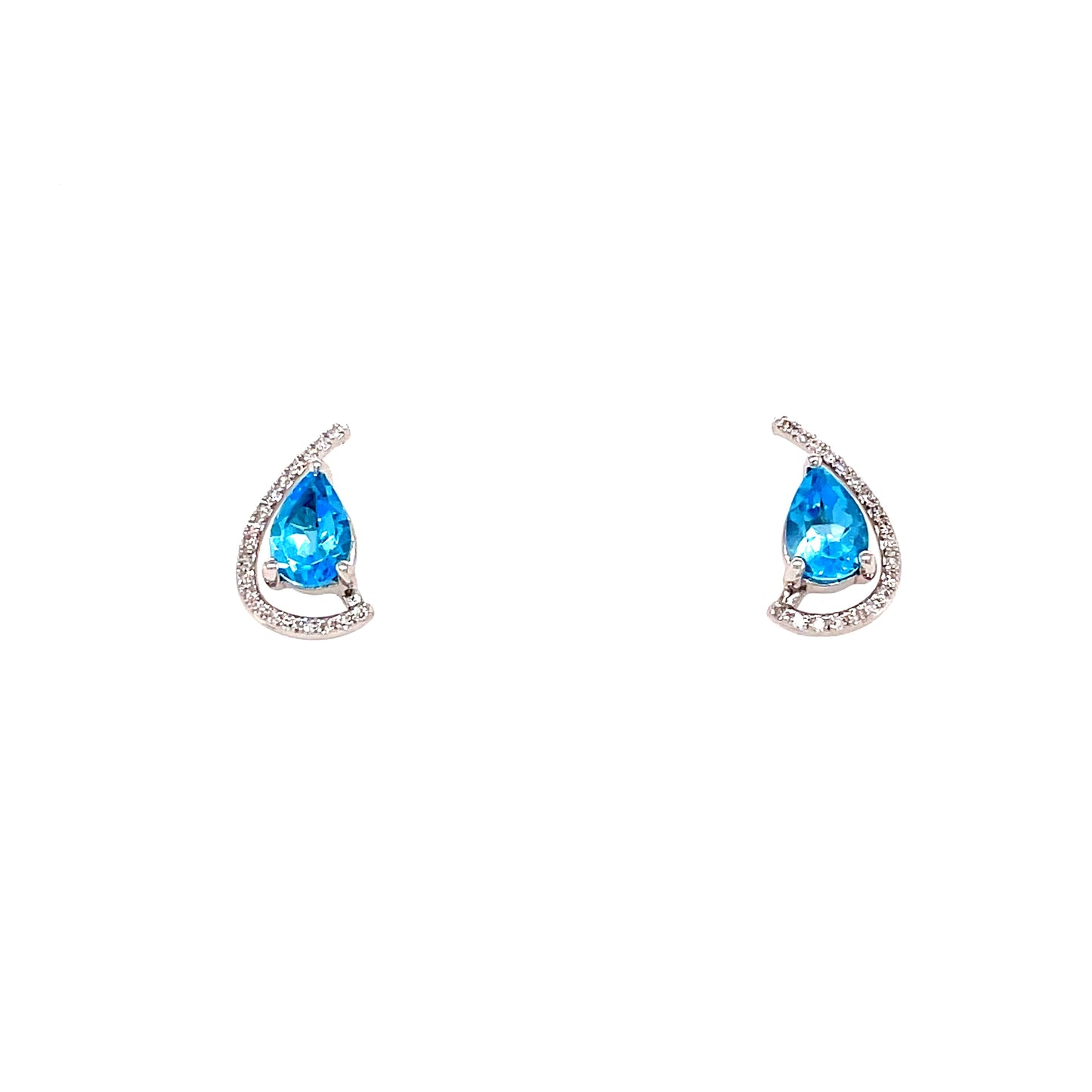 9ct Wh/Gold Pear Blue Topaz In A Diamond Encrusted Surround