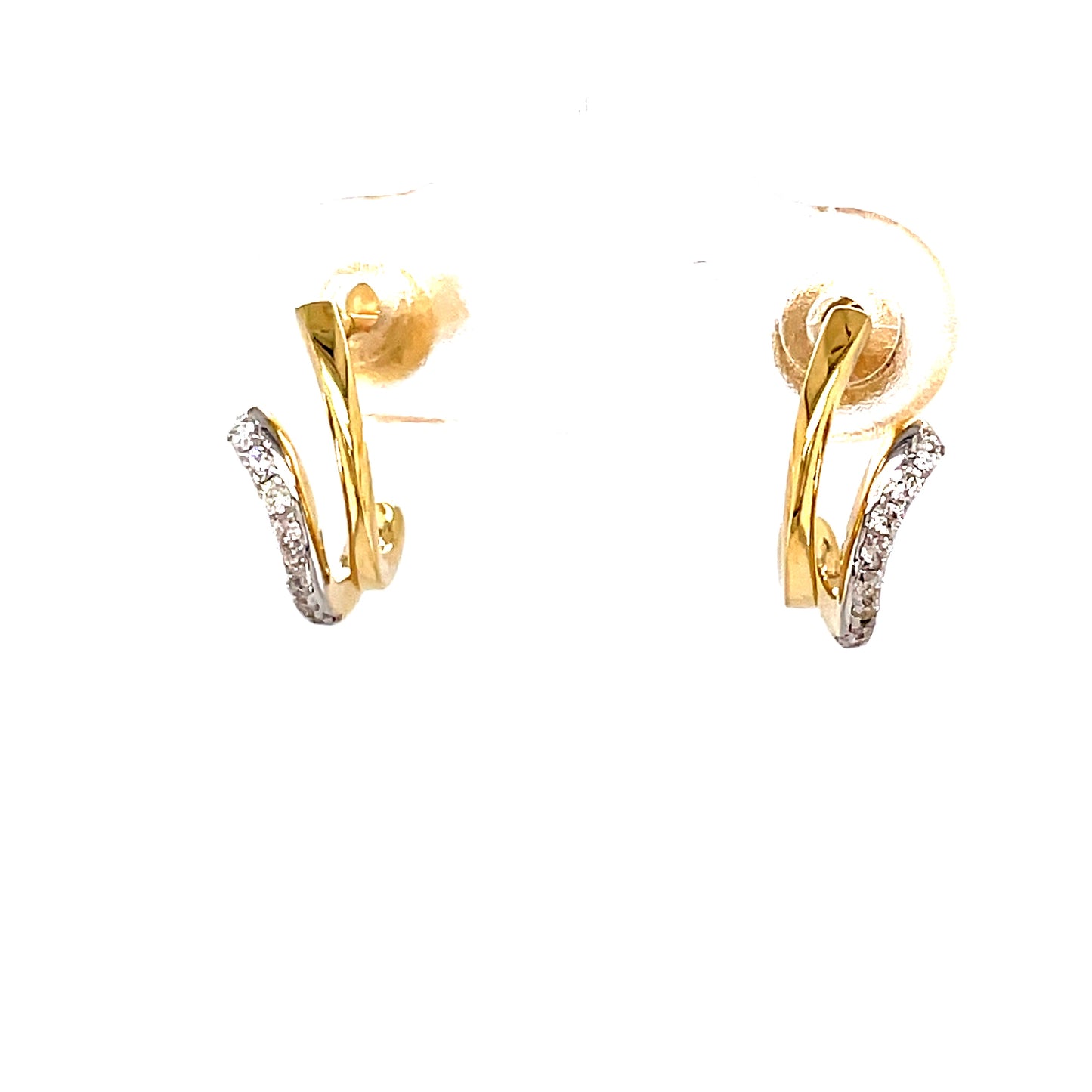 9ct Y/Gold Double Twist Polished And Diamond Set Stud 0.09ct