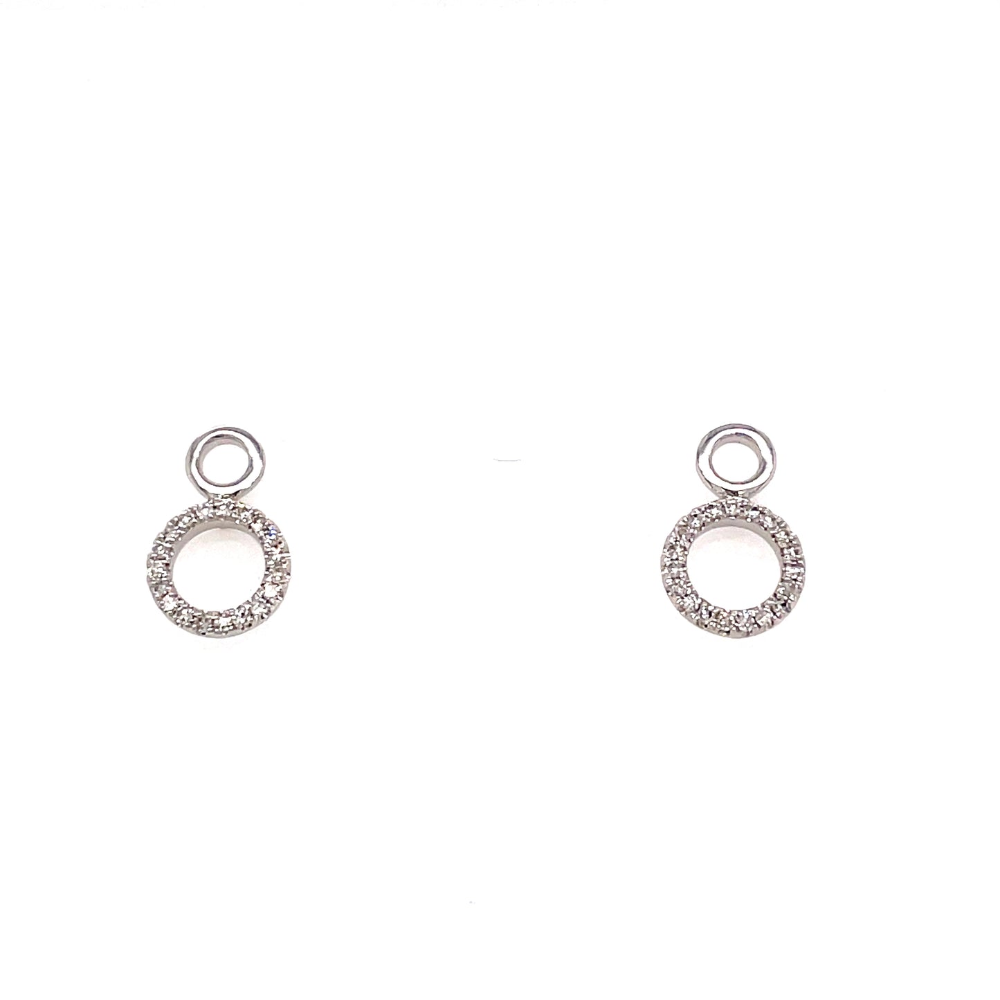 9ct White Gold Double Circle Polished / Diamond Setting 0.11ct