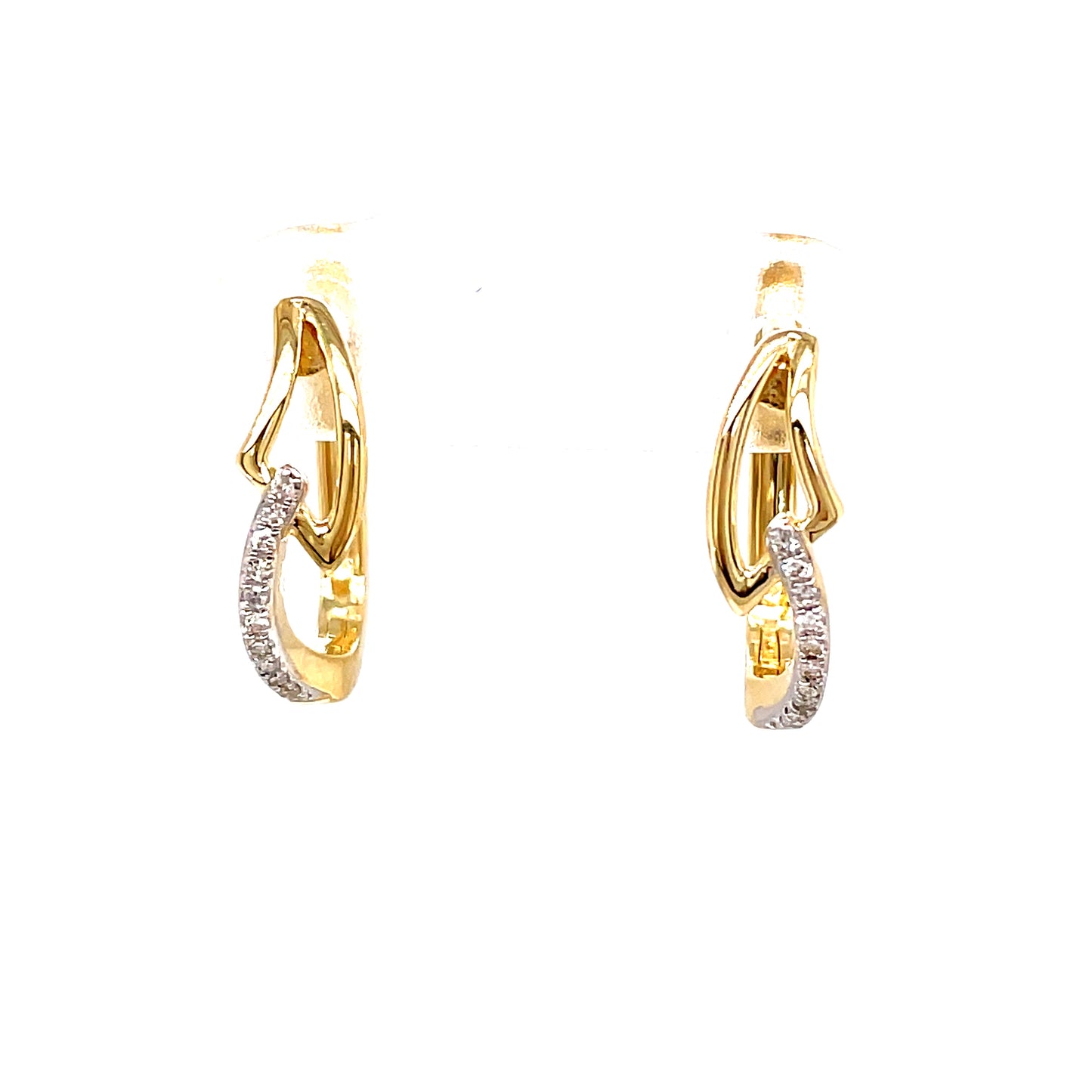 9ct Y/Gold Huggy Style Hoop Polished And Diamond Setting .07ct
