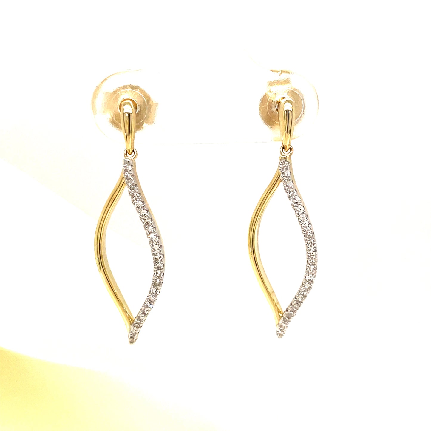 9ct Open Oval Fancy Drop Diamond Earring