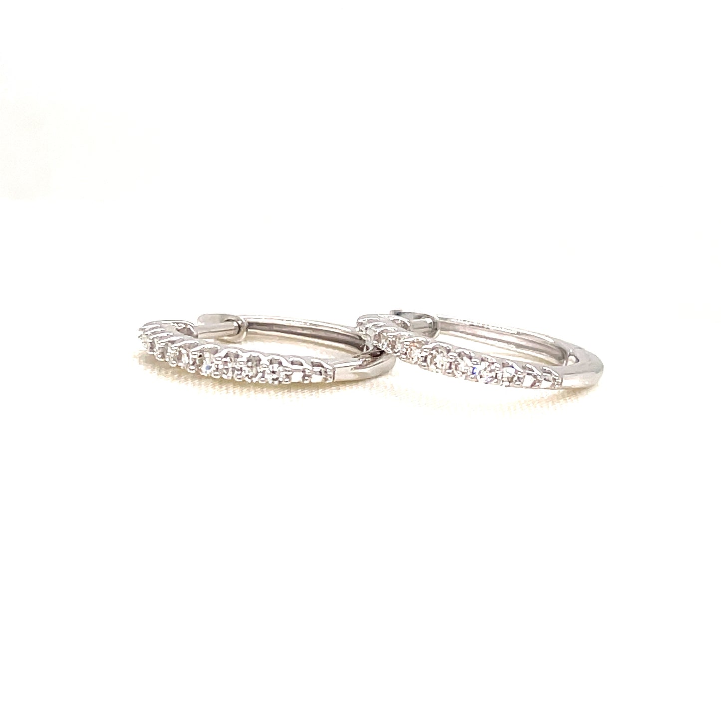 9ct White Gold Claw Set Huggie Diamond Earring .10ct