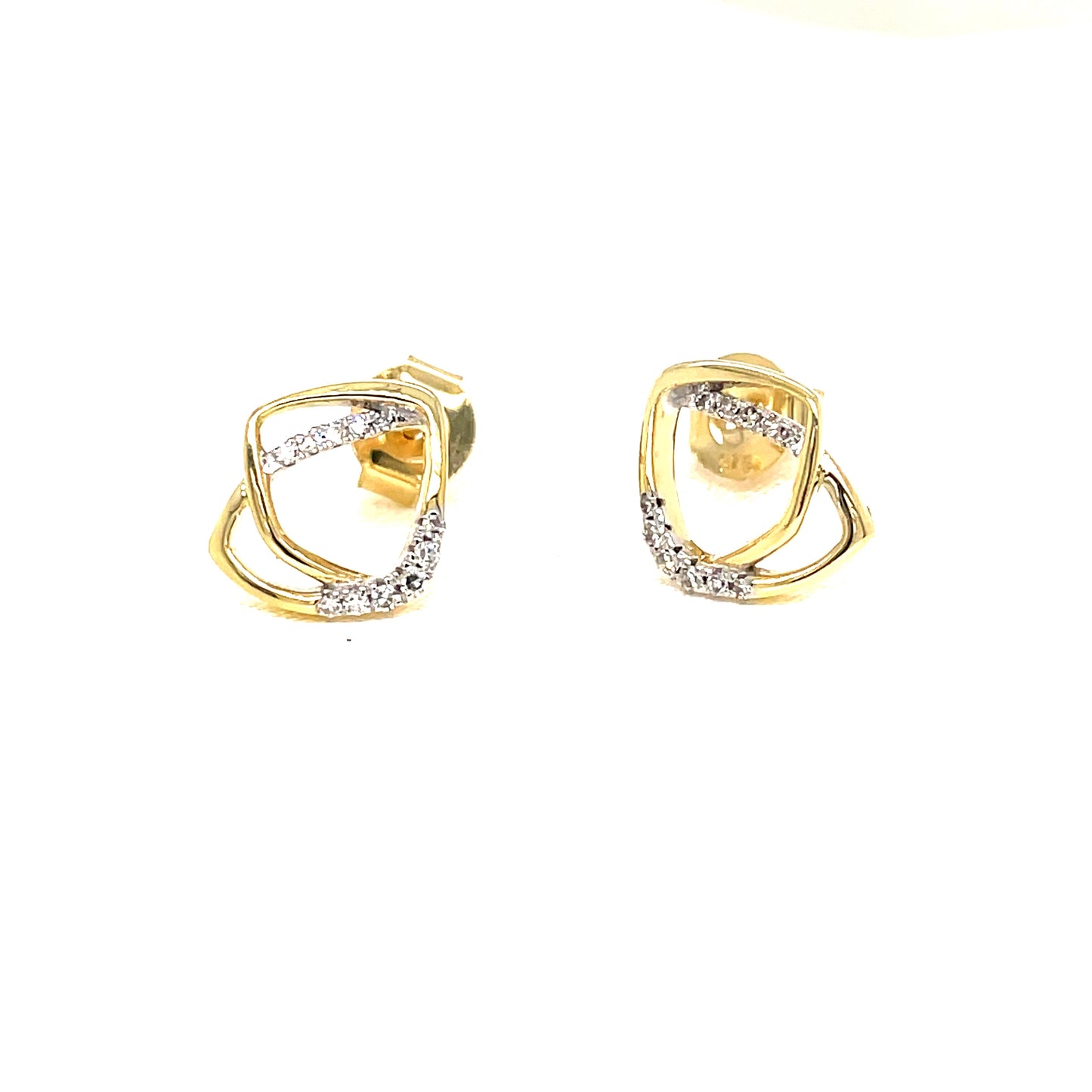 9ct Open Square Fancy Diamond Stud Earring .07ct