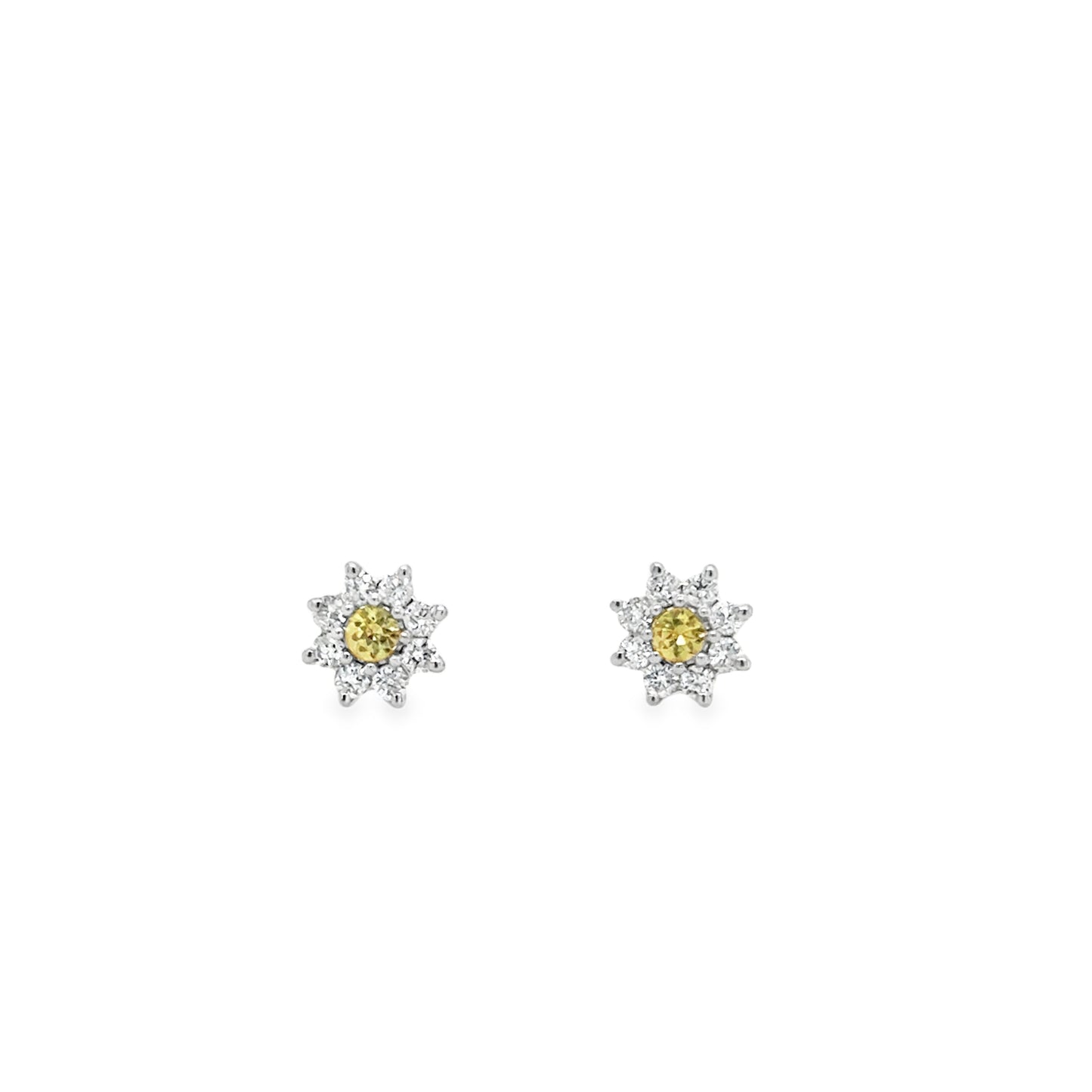 9ct White Gold Daisy Cluster Diamond Earring .09ct