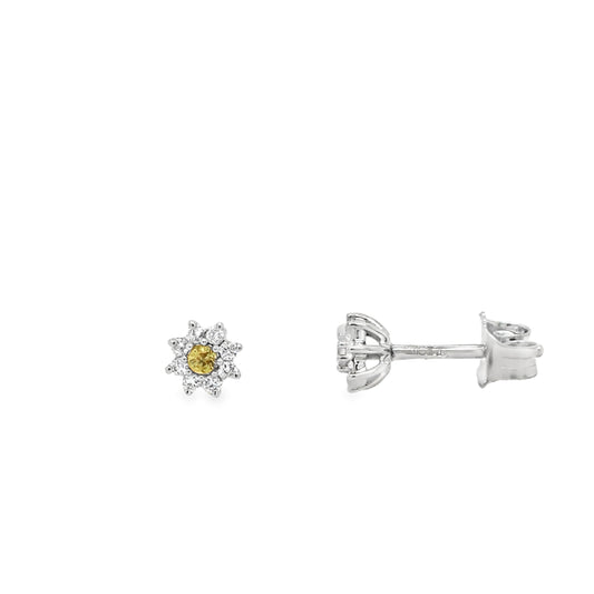 9ct White Gold Daisy Cluster Diamond Earring .09ct