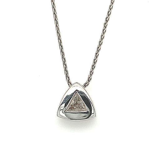 18ct White Gold Diamond Triangle Pendant