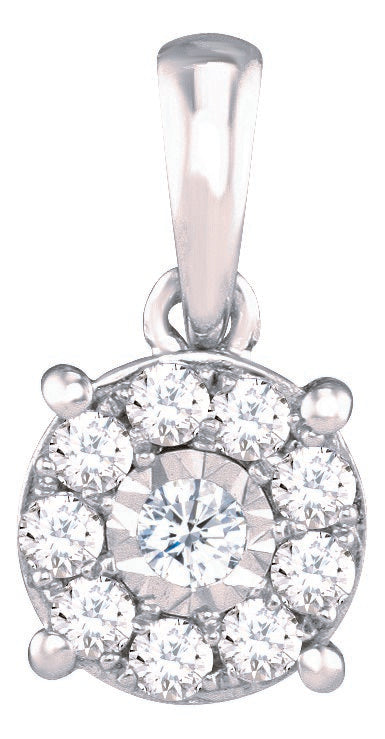 9ct White Gold Pave Diamond Solitaire Pendant